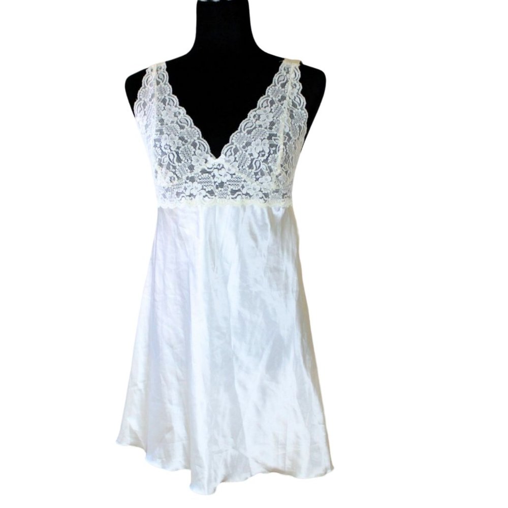 La Vie en Rose Satin & Lace Nightie Honeymoon Negligee Small Wide Straps N48